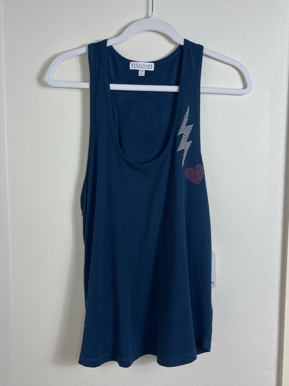 PJ Salvage Navy Blue Stoney State of Mind Graphic Racerback Tank Top Size L NWT